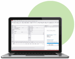 Sage 100 Softwareoberfläche auf Laptop