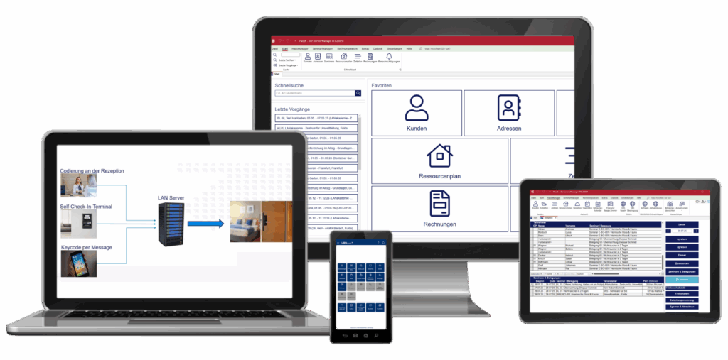 Türschließanlage Softwareoberfläche auf Desktop, Laptop, Tablet und Smartphone